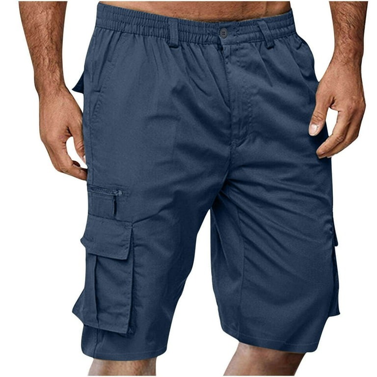 Athletic Shorts for Men Big Tall Casual Solid Color Cropped Short Pants with Multi Pockets Plus Size Fall Saving Clearance Christmas Gifts