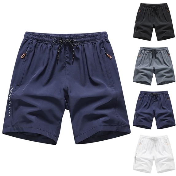 Athletic Shorts for Men Elastic Waist Bermuda Workout Gym Shorts with Zipper Pockets, 2XL