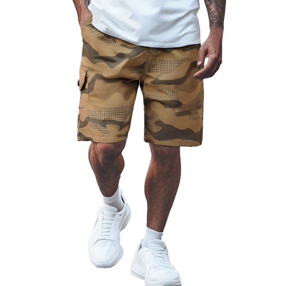 Athletic Shorts for Men Summer Casual Shorts Bermuda Camo Overalls Wear Large Size Pants Yellow XXL
