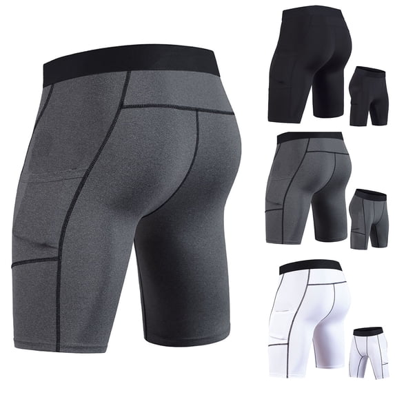 Athletic Shorts for Men Yoga Running Shorts High Elastic Compression Training 5 Inch Gym Shorts White XL