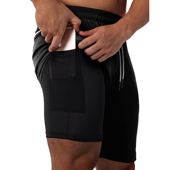 Athletic Shorts for Men with Liner Phone Pockets and Elastic Waistband Quick Dry Active Wear For Running Swimming Boxing Fitness