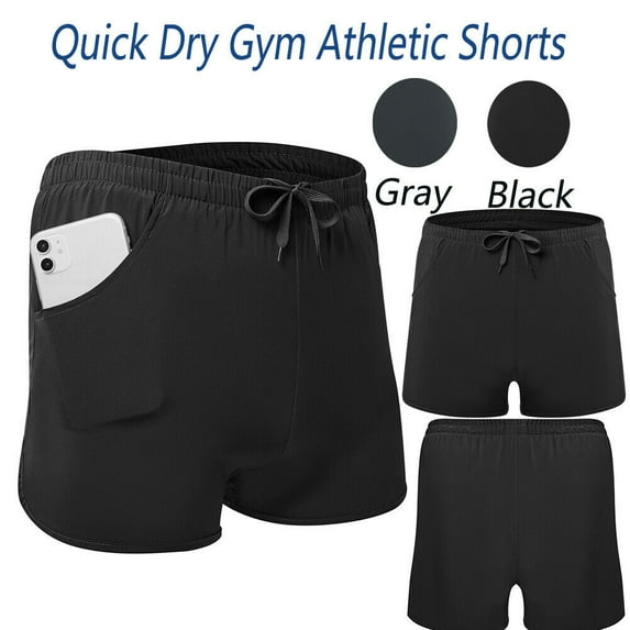 Athletic Shorts for Men with Pockets and Elastic Waistband Quick Dry Activewear, Gray, XL