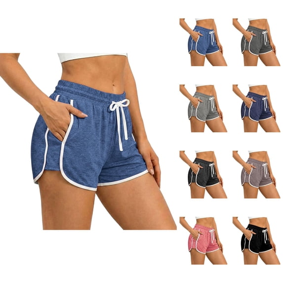 Athletic Shorts for Women 2026 Summer Elastic High Waist Drawstring Workout Exercise Running Shorts with Pockets