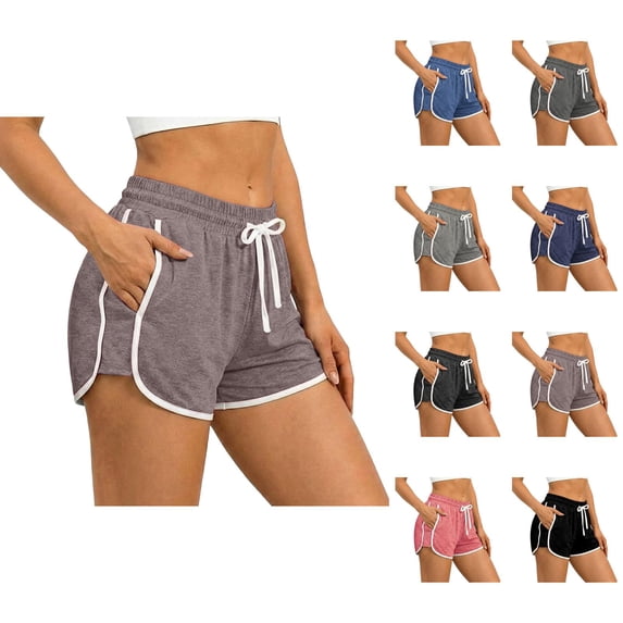 Athletic Shorts for Women 2026 Summer Elastic High Waist Drawstring Workout Exercise Running Shorts with Pockets