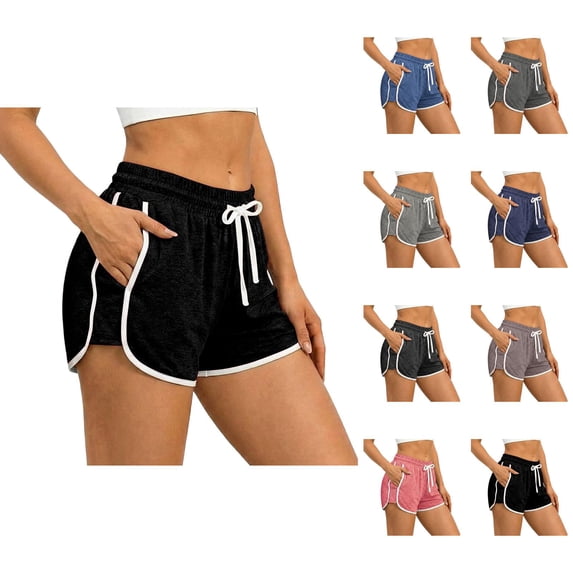Athletic Shorts for Women 2026 Summer Elastic High Waist Drawstring Workout Exercise Running Shorts with Pockets