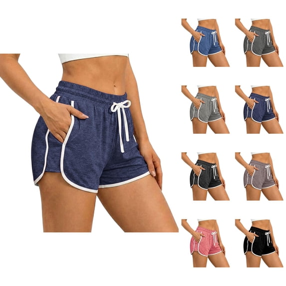 Athletic Shorts for Women 2026 Summer Elastic High Waist Drawstring Workout Exercise Running Shorts with Pockets