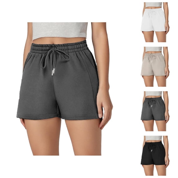 Athletic Shorts for Women 2026 Summer Elastic Waist Drawstring Lightweight Workout Exercise Running Shorts with Pockets