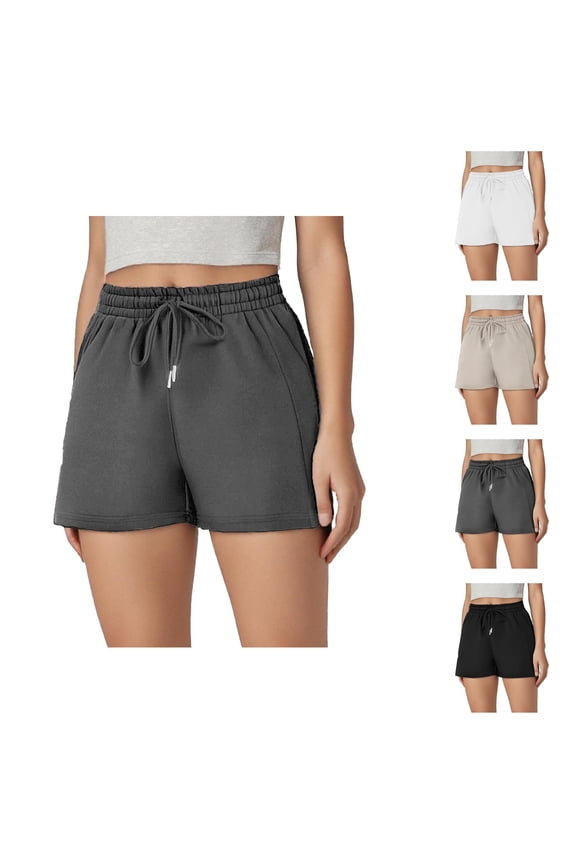 Athletic Shorts for Women 2026 Summer Elastic Waist Drawstring Lightweight Workout Exercise Running Shorts with Pockets
