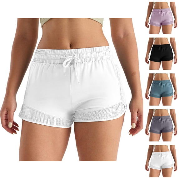 Athletic Shorts for Women 2026 Summer Lightweight Elastic Waist Drawstring Workout Yoga Running Shorts with Pockets