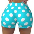 Athletic Shorts for Women, Aqua And White Polka Dot Seam Womens Shorts