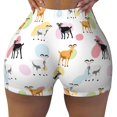 Athletic Shorts for Women, Cartoon Cute Goat Colorful Wicking Seamless