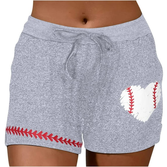 Athletic Shorts for Women Casual Drawstring Elastic Waist Printed Summer Cotton Sweatshorts Yoga Sleep Bottoms (XL, Gray #2)