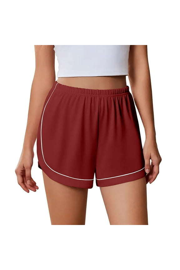 Athletic Shorts for Women Casual Side Split Color-Blocking Baggy Elastic Waistband Spandex Gym Workout Bermuda Shorts S-2XL