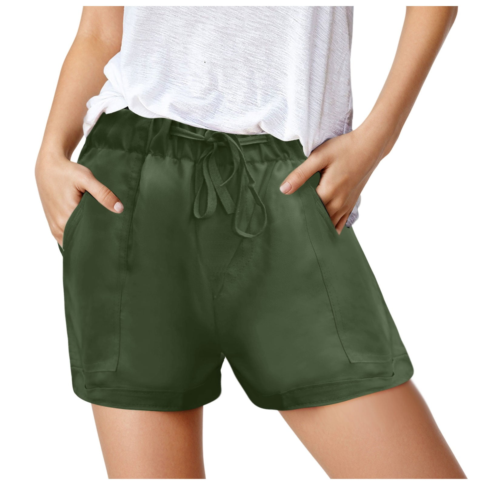 Athletic Shorts for Women Casual Summer High Waisted Lace Up Baggy Wide Leg Cargo Gym Bike Pull On Jogger Blue Short Pants Sizes M Walmart