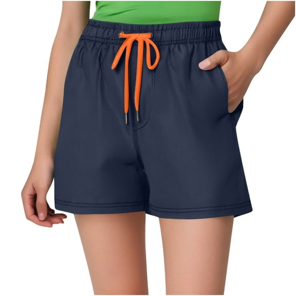Athletic Shorts for Women Clearance, Men And Women Beach Shorts With Inner Mesh Shorts Summer Elastic Waist Casual Pockets Pants