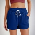 thumbnail image 1 of Athletic Shorts for Women Clearance, Women's Fashion Solid Color Shorts With Elastic Waistband Drawstring Side Pockets For Casual Wear, 1 of 7