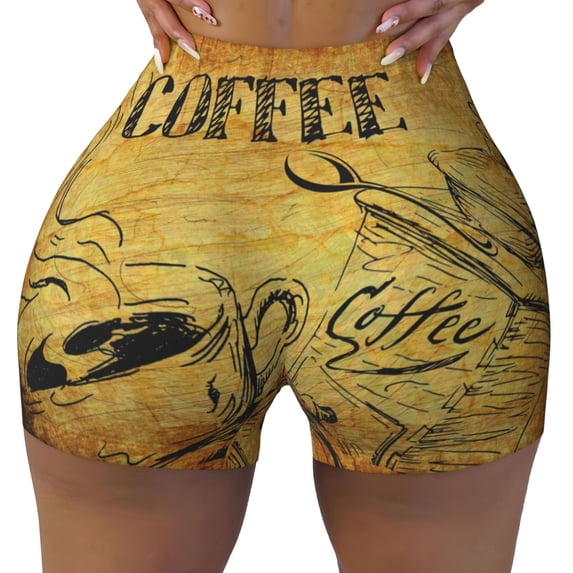 Athletic Shorts for Women, Coffee Vintage Seam Womens Shorts High Waisted Sport Running Workout Gym