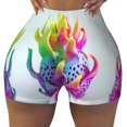 thumbnail image 1 of Athletic Shorts for Women, Colorful Glitter Dagon Fruit Seam Womens Shorts High Waisted Sport Running Workout Gym, 1 of 8