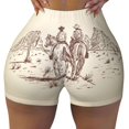 thumbnail image 1 of Athletic Shorts for Women, Cowboys Riding Horses Seam Womens Shorts High Waisted Sport Running Workout Gym, 1 of 8
