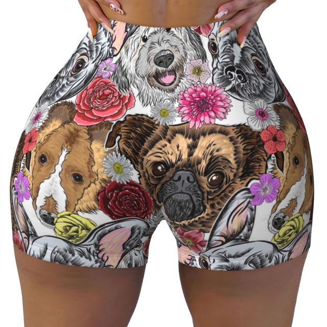 Athletic Shorts for Women, Cute Dogs Puppy1 Wicking Seamless Womens