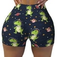 thumbnail image 1 of Athletic Shorts for Women, Dinosaur Astronaut Seam Womens Shorts High Waisted Sport Running Workout Gym, 1 of 8