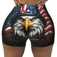 Athletic Shorts for Women, Eagle with USA Flag Hat Wicking Seamless