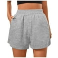 thumbnail image 1 of Athletic Shorts for Women Elastic Waist Loose Fit Wide Leg Solid Color Casual Sports Bermuda Cargo Board Gym Grey Bottoms Sizes XL, 1 of 5