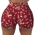 thumbnail image 1 of Athletic Shorts for Women, Festive Reindeer Seam Womens Shorts High Waisted Sport Running Workout Gym, 1 of 8