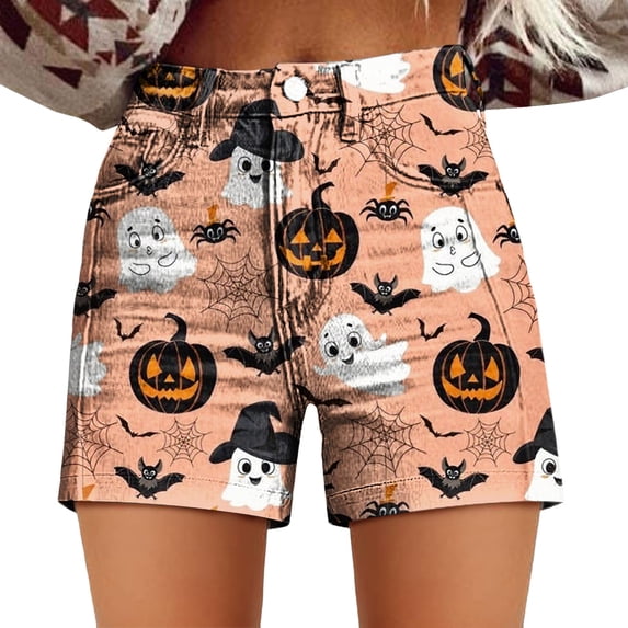 Athletic Shorts for Women High Waist Relaxed Fit Retro Art Printed Denim Shorts With Pockets Beige Palazzo Pants for Women L
