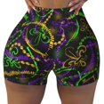 thumbnail image 1 of Athletic Shorts for Women, Neon Mardi Gras Seam Womens Shorts High Waisted Sport Running Workout Gym, 1 of 8