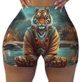 thumbnail image 1 of Athletic Shorts for Women, Pond Meditating Tiger Seam Womens Shorts High Waisted Sport Running Workout Gym, 1 of 8