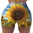 thumbnail image 1 of Athletic Shorts for Women, Sky Golden Sunflower Field Seam Womens Shorts High Waisted Sport Running Workout Gym, 1 of 8