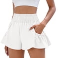 thumbnail image 1 of Athletic Shorts for Women Summer High Waisted Boho Ruffle Shorts with Pockets Quick Dry Running Gym Flowy Short, XL, 1 of 7