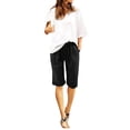 thumbnail image 1 of Athletic Shorts for Women Summer Plus Size High Waisted Lacing Beach Pocket Knee Length Bermuda Cargo Board Gym Black Bottoms Sizes XL, 1 of 5