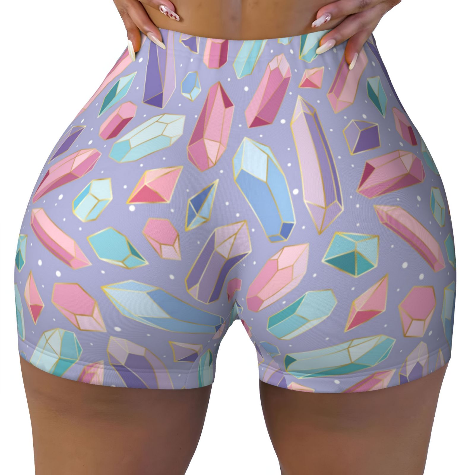 Athletic Shorts for Women, colored crystals Wicking Seamless Womens