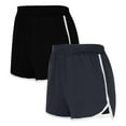 thumbnail image 1 of Athletic Shorts for Women with Pockets 2 Pack Summer Elastic Waist Running Shorts Workout Gym Beach Shorts (XL, Dark Gray 1), 1 of 2