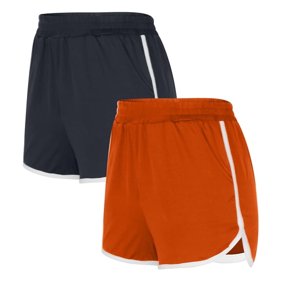 Athletic Shorts for Women with Pockets Summer 2 Pack Elastic Waist Running Shorts Workout Gym Beach Shorts (S, Dark Gray 1)
