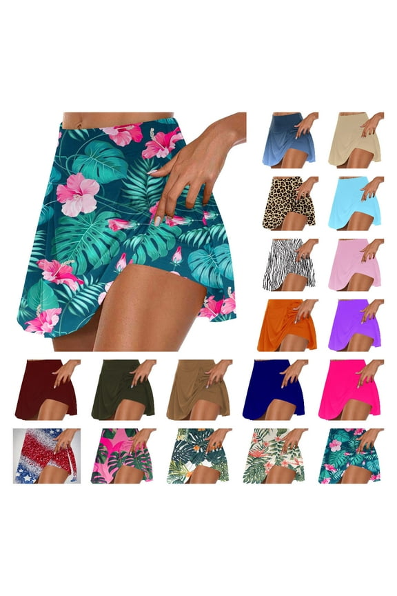 Athletic Skirt ,HTNBO Skorts Skirts for Women Summer Athletic Elastic Waist Gradient Tennis Golf Skort