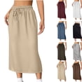 thumbnail image 1 of Athletic Skirt Perfect Fabric Breathable Comfortable Athletic Casual Elastic Waist Slit Solid Color Loose Office Tennis Skirt, 1 of 9