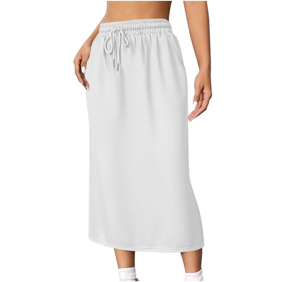 Athletic Skirt Perfect Fabric Breathable Comfortable Athletic Casual Elastic Waist Slit Solid Color Loose Office Tennis Skirt