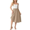 thumbnail image 1 of Athletic Skirt with Pockets New Women Maxi Skirt Long Flowy Pleated High Waisted with Pockets Summer Casual Elastic Waist A-Line Skirts Khaki S, 1 of 8