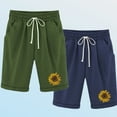 thumbnail image 1 of Athletic Skirts Lady with Shorts 2 Pack Loose Fitting Cotton Linen Shorts with Pockets, Beach Vacation Bermuda Shorts, Womens Drawstring High Waisted Knee Length Pants Green L, 1 of 6