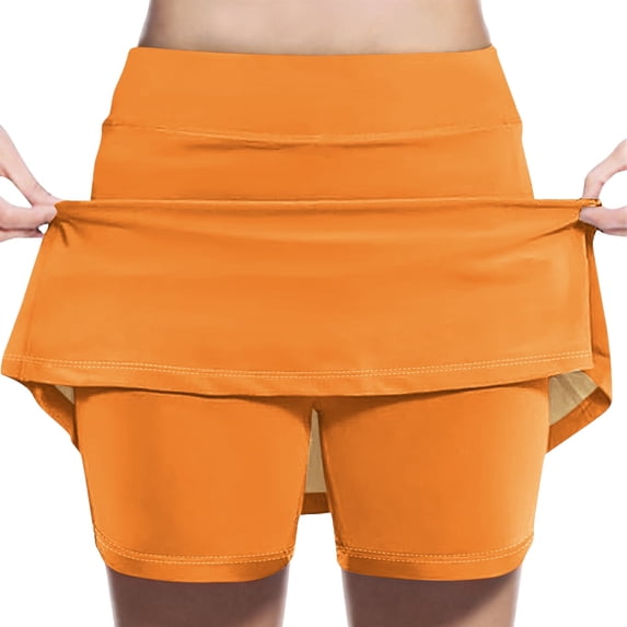 Athletic Skorts for Girl Elastic Tennis Yoga Shorts High Waist Solid Color Skirts Tummy Control Skinny Joggers