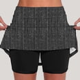 thumbnail image 1 of Athletic Skorts for Woman Elastic Striped High Waisted Tennis Yoga Skirts with Shorts Underneath Joggers Workout Golf Skirts Black 3XL, 1 of 5