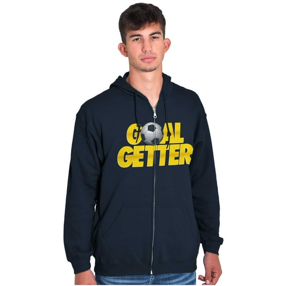 Athletic Soccer Fan Goal Getter Pun Zip Up Hoodie Men's Women's Brisco Brands S