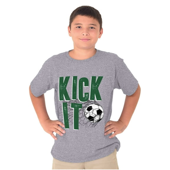 Athletic Soccer Fan Kick It Goal Boys Kids T Shirt Tees Tops Teen Brisco Brands L