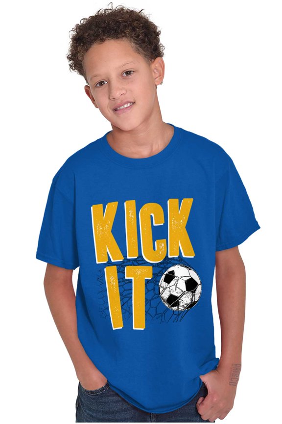 Athletic Soccer Fan Kick It Goal Boys Kids T Shirt Tees Tops Teen Brisco Brands M