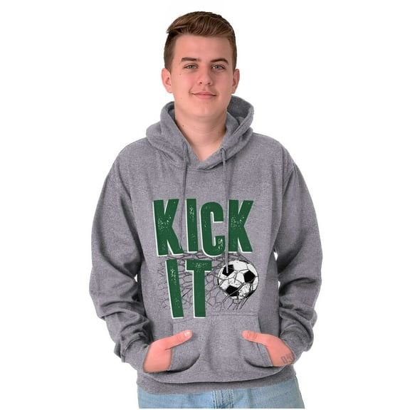 Athletic Soccer Fan Kick It Goal Hoodie Hooded Sweatshirt Men Brisco Brands L