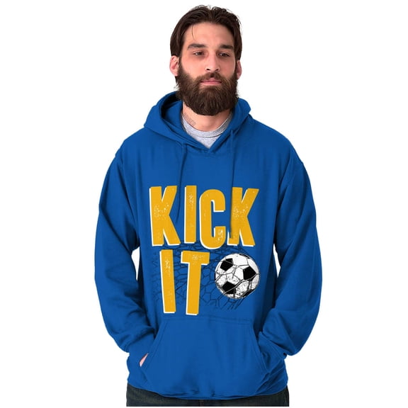 Athletic Soccer Fan Kick It Goal Hoodie Hooded Sweatshirt Men Brisco Brands M