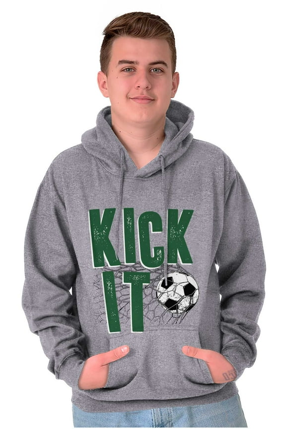Athletic Soccer Fan Kick It Goal Hoodie Hooded Sweatshirt Men Brisco Brands S